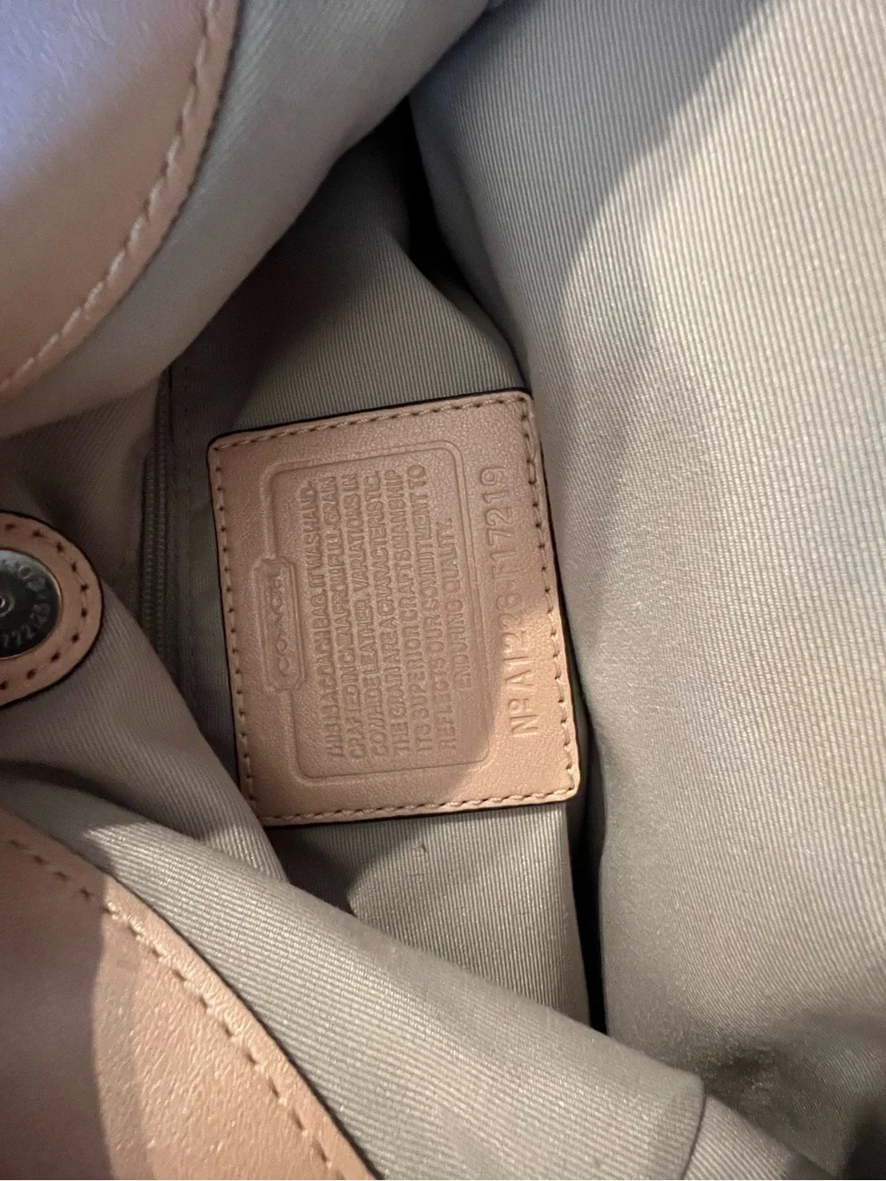 Coach Pebbled Leather Shoulder Bag in Blush Pink